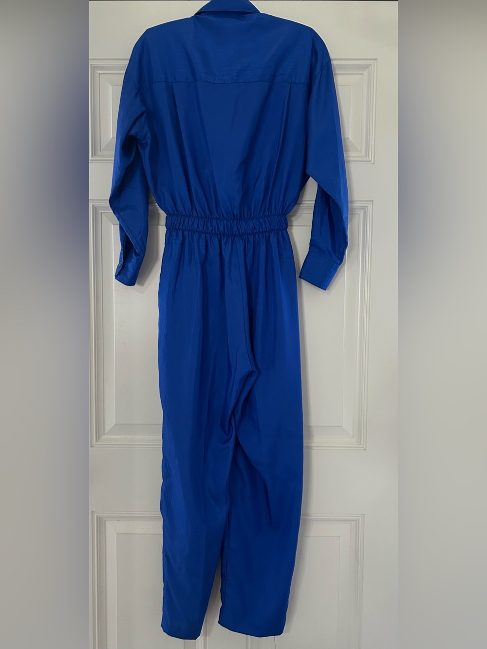 Vintage 80s Joan Walters Royal Blue One Piece Parachute Windbreaker Jumpsuit 4P - Picture 8 of 10